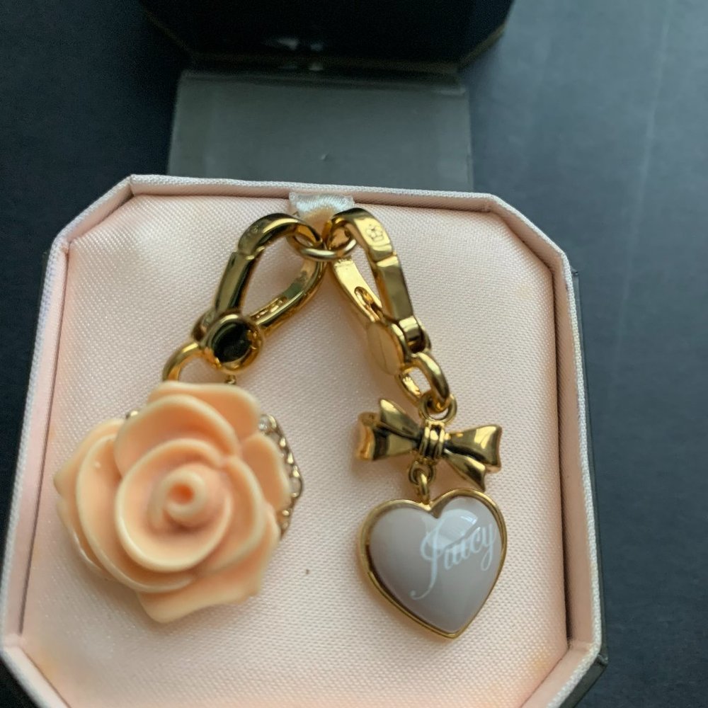 Two Juicy Couture Flower and Heart Charms